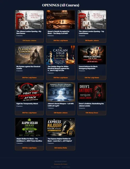 Openings catalog — courses by Grandmasters